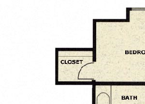 2 bedroom 1 bathroom floor plan at Wellington Estates in San Antonio, TX